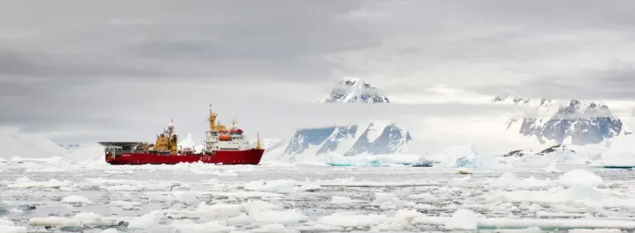 Framed Print : HMS Protector at Galindez Island, Print