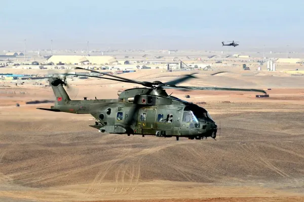 A Royal Air Force Merlin Helicopter Over Afghanistan Art
