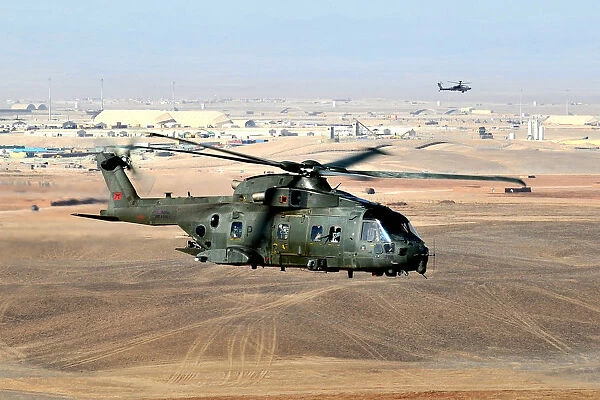 A Royal Air Force Merlin Helicopter Over Afghanistan