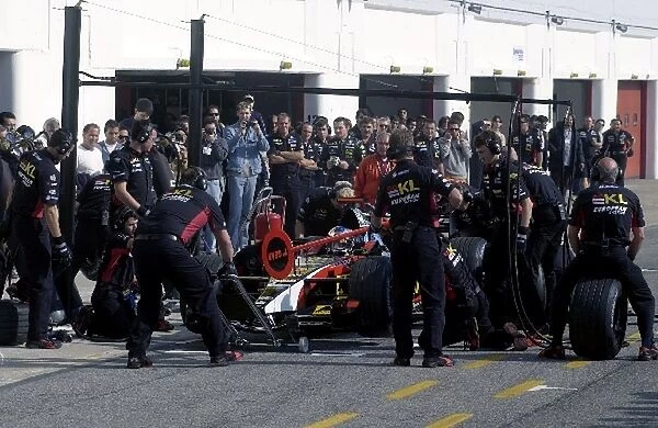 Annual Minardi Day Celebration: Paul Stoddart Minardi team principal makes a demonstration pit stop
