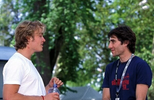 Formula 3 Euro Series: Nico Rosberg Team Rosberg chats with French Formula Renault driver Nicolas Prost Team Oreca