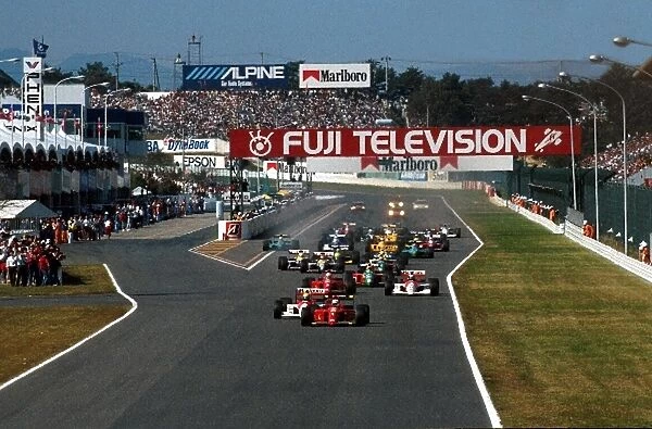 Formula One World Championship: Alain Prost leads Ayrton Senna into the first corner