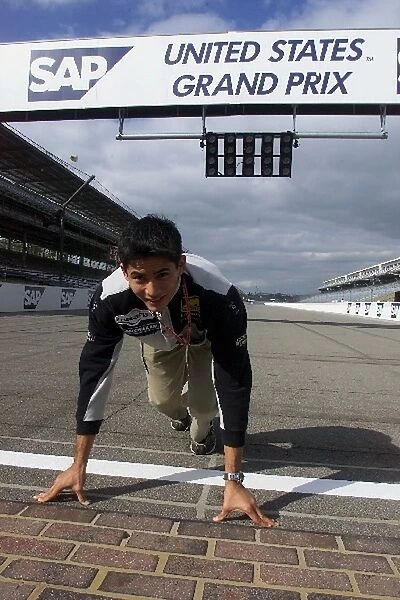 Formula One World Championship: Alex Yoong European Minardi on the famous yard of bricks at the Indianapolis Motor Speedway