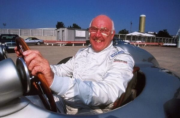 Formula One World Championship: British TV commentator Murray Walker, about to test a Mercedes F1 car at a test track in Stuttgart in 1999