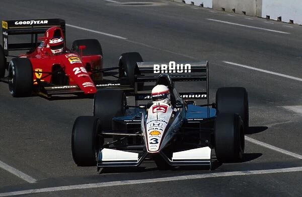 Formula One World Championship: Satoru Nakajima Tyrrell 020 leads Jean Alesi