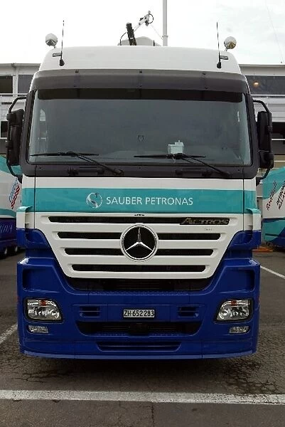 Formula One World Championship: Sauber Trucks in the paddock