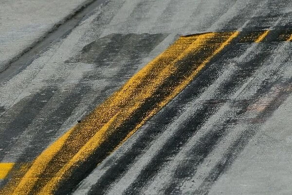 Formula One World Championship: Tyre rubber laid down in the pitlane