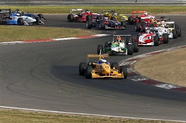German Formula Three Championship: Bjorn Wirdheim, Prema Powerteam, leads the field into the first corner