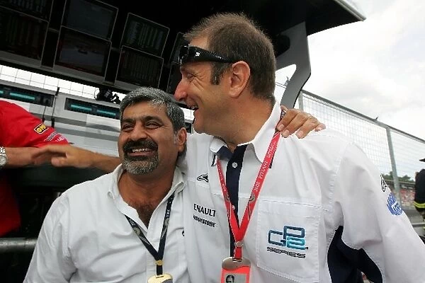 GP2 Series: Vicky Chandhok and Bruno Michel GP2 Series celebrate victory for Karun Chandhok iSport International