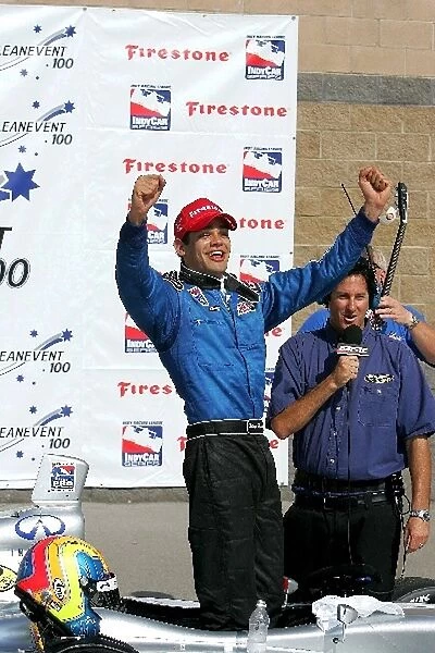 Infiniti Pro Series: Race winner Thiago Medeiros celebrates victory in victory lane