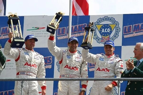 Le Mans 24 Hours: Third placed Champion Audi drivers JJ Lehto  /  Emanuele Pirro  /  Stefan Johansson