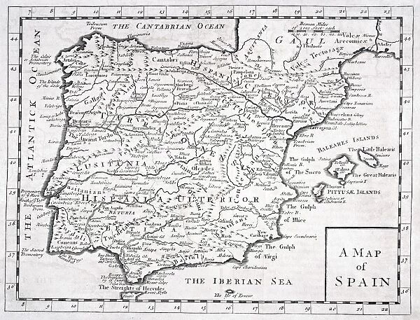 19Th Century Map Showing Provinces And Cities Of Roman Spain