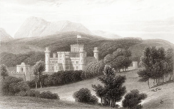 19th Century View Of Eastnor Castle, Near Ledbury, Herefordshire, England. From Churtons Portrait And Lanscape Gallery, Published 1836
