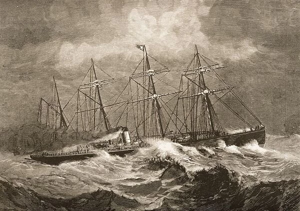 The 3867 Tons Steamship Celtic Crossing The Atlantic In Winter In 1870 s. From American Pictures Drawn With Pen And Pencil By Rev Samuel Manning Circa 1880