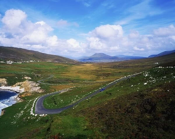 Achill Island, Co Mayo, Ireland; Car Driving On A Winding Road