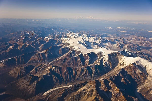 Aerial View Of The Alaska Range, Mount Mckinley And Mt. Foraker In The Far Distance, Southcentral Alaska