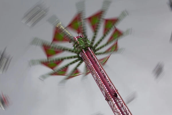 Amusement Ride In The Evening With Lights And Motion; Portland, Oregon, United States of America