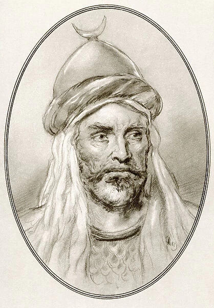 An-Nasir Salah ad-Din Yusuf ibn Ayyub, aka Salah ad-Din or Saladin, 1137 - 1193. First sultan of Egypt and Syria and the founder of the Ayyubid dynasty. Illustration by Gordon Ross, American artist and illustrator (1873-1946), from Living Biographies of Famous Rulers
