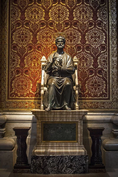 Ancient Statue Of Saint Peter, St. Peters Basilica; Rome, Italy