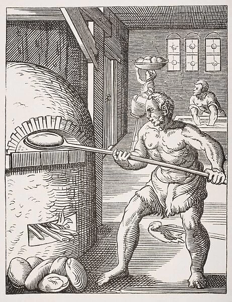 The Baker. 19Th Century Reproduction Of 16Th Century Engraving By Jost Amman