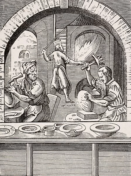 Basin Maker. 19Th Century Reproduction Of 16Th Century Woodcut By Jost Amman