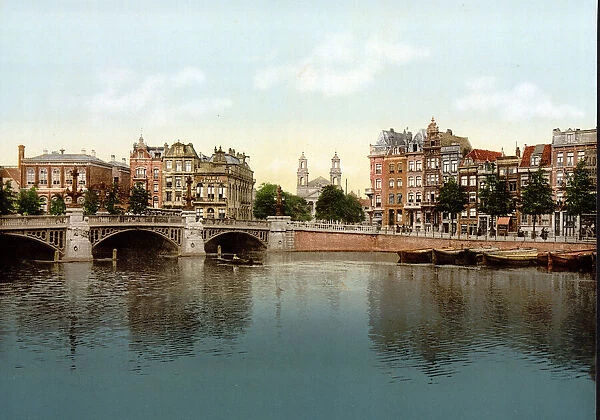 Blue bridge and the Amstel River, Amsterdam, 1900