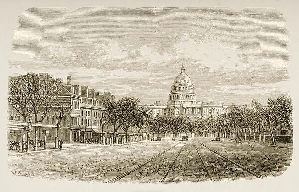 The Capitol Building Washington Dc In 1870S. From American Pictures Drawn With Pen And Pencil By Rev Samuel Manning Circa 1880