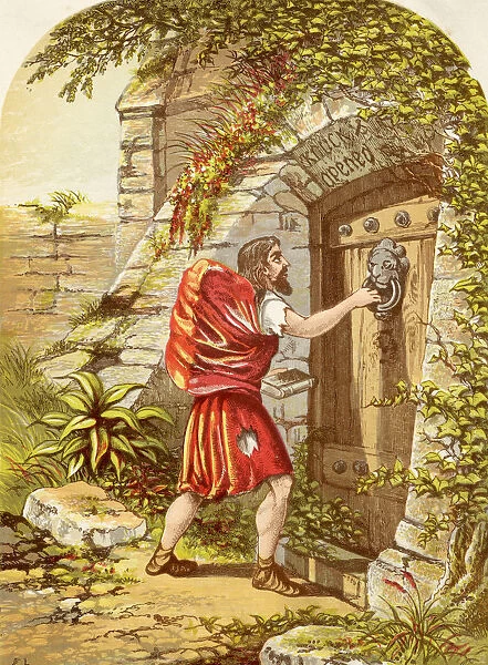 Christian At The Gate. Illustration By A. f. lydon. From The Book The Pilgrims Progress By John Bunyan Published C. 1880