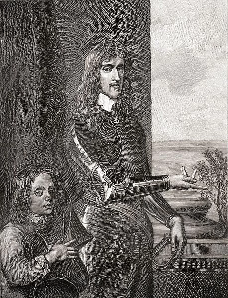 Colonel Sir John Hutchinson 1615 - 1664 And His Son. English Puritan Leader And Prominent Roundhead In The English Civil War. From The Book Short History Of The English People By J. R. Green Published London 1893