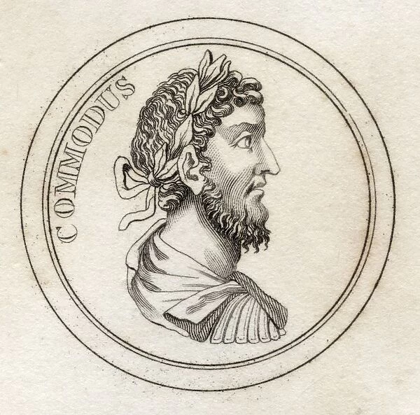 Commodus Lucius Aurelius Commodus Antoninus 161 - 192 Ad Roman Emperor From The Book Crabbs Historical Dictionary Published 1825