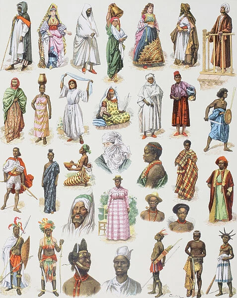 Costumes From All Over The African Continent At The Beginning Of The 20Th Century. From Enciclopedia Ilustrada Segu