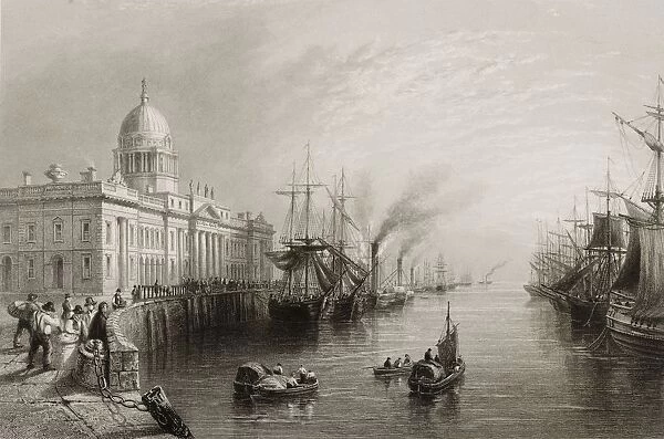 The Custom House, Dublin, Ireland. Drawn By W. H. Bartlett, Engraved By T. Higham. From 'The Scenery And Antiquities Of Ireland'By N. P. Willis And J. Stirling Coyne. Illustrated From Drawings By W. H. Bartlett. Published London C. 1841