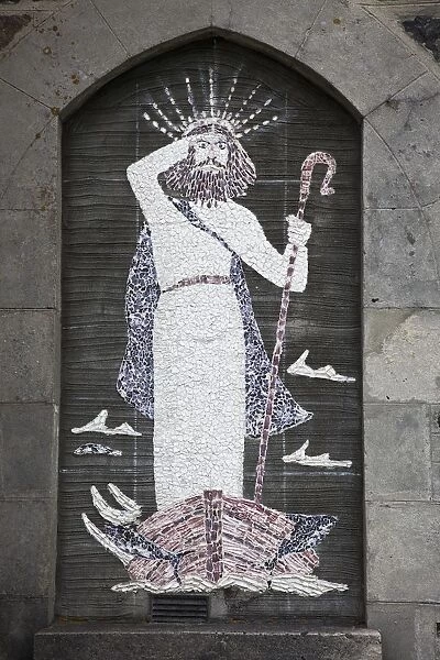 Depiction Of Jesus Christ Made Of Tile On The Wall; St. Barrs, Isle Of Barra, Scotland