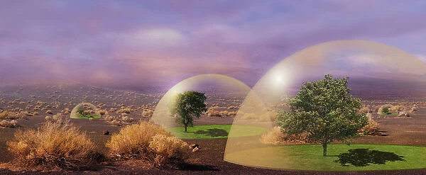 Futuristic Environmental Protection Domes; Death Valley California Usa