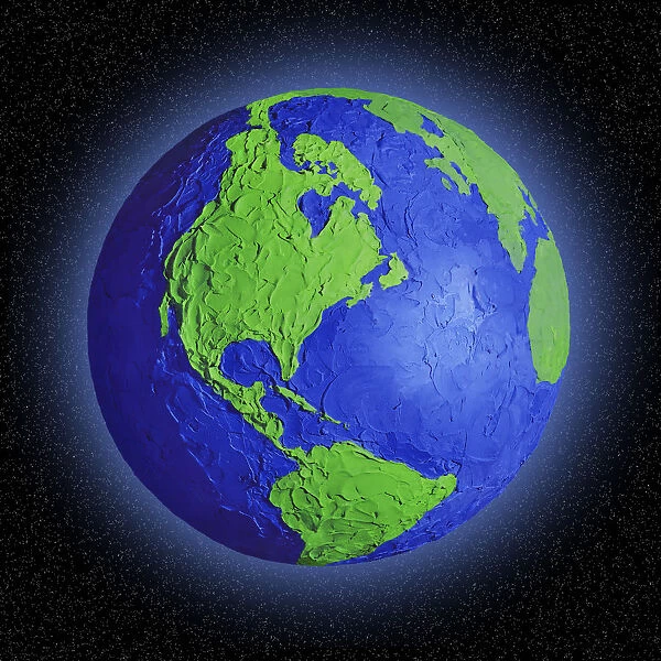 Globe of earth in space centred on North America