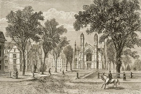 Gore Hall At Harvard College, Cambridge Massachusetts In 1870S. From American Pictures Drawn With Pen And Pencil By Rev Samuel Manning Circa 1880
