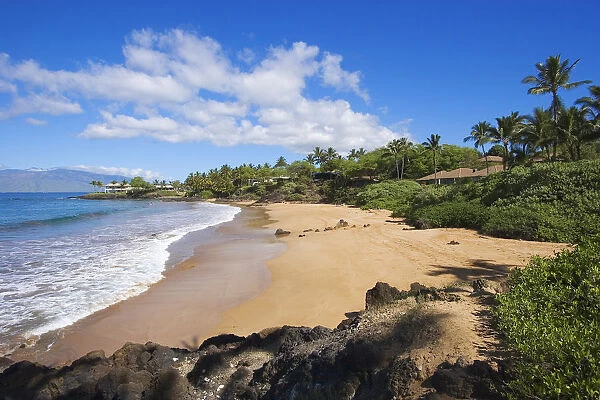 Hawaii, Maui, Makena, Changs Beach, Blue Sky, Clouds, Empty Beach