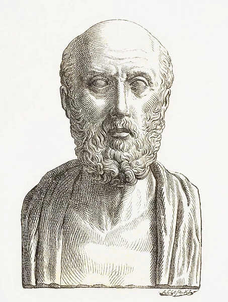 Hippocrates Of Cos Or Hippokrates Of Kos, C. 460 Bc To C. 370 Bc. Ancient Greek Physician Of The Age Of Pericles. From El Mundo Ilustrado, Published Barcelona, 1880