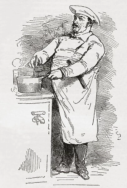 Illustration of the chef, from Paris Herself Again, published 1882; Illustration