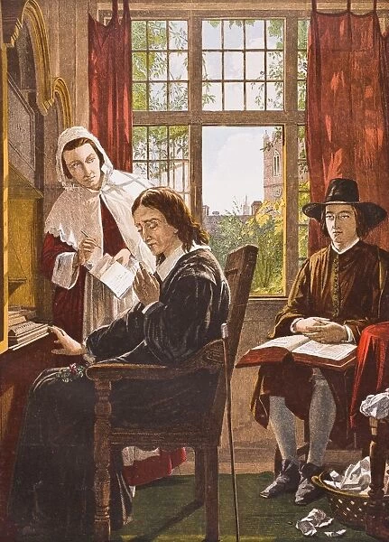 John Milton 1608-1674 English Poet Dictating Samson Agonistes From Old Englands Worthies By Lord Brougham And Others Published London Circa 1880 s