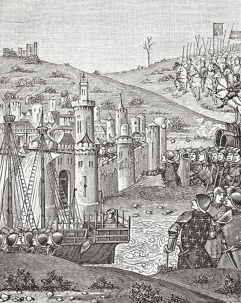 King Charles Vii, Upon Quitting Rouen, Sets Out To Besiege The Town Of Harfleur. After A Miniature From The 15Th Century Manuscript Chroniques De Monstrelet. From Science And Literature In The Middle Ages By Paul Lacroix Published London 1878