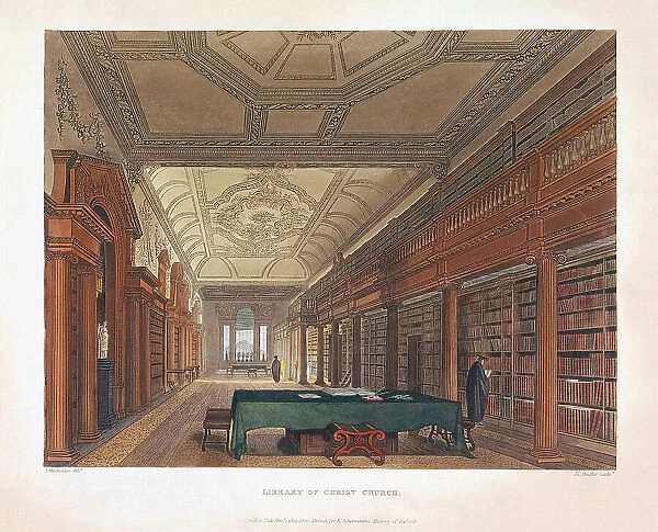 na. The library of Christ Church, Oxford, England at the beginning of the 19th century
