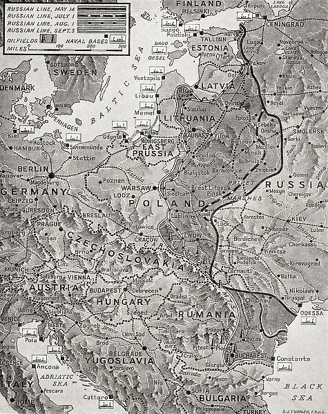 Map showing the advance of the Russian Army in their effort to wipe out the enemy, August 1944. From The War in Pictures, Fifth Year.