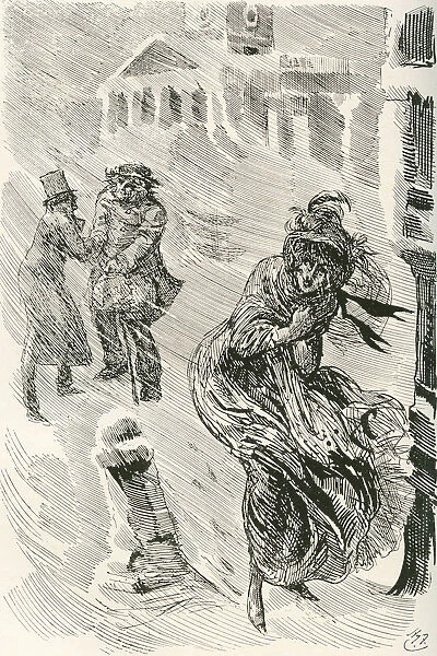 Martha The Wanderer. Illustration By Harry Furniss For The Charles Dickens Novel David Copperfield, From The Testimonial Edition, Published 1910