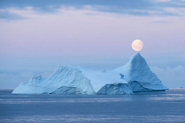 Full moon over Gerlache Strain, Antarctic Peninsula, Antarctica