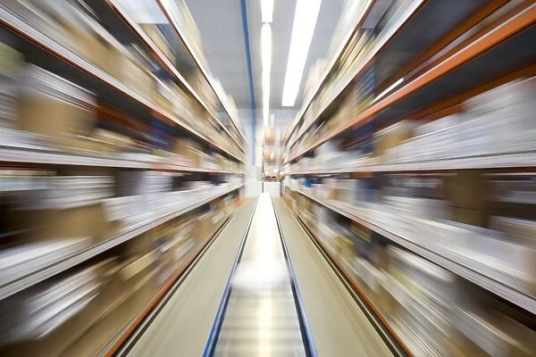 Motion Blur Of A Warehouse Conveyor Belt