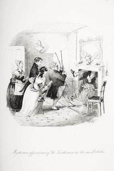 Mysterious Appearance Of The Gentleman In The Small Clothes. Illustration From The Charles Dickens Novel Nicholas Nickleby By H. K. Browne Known As Phiz