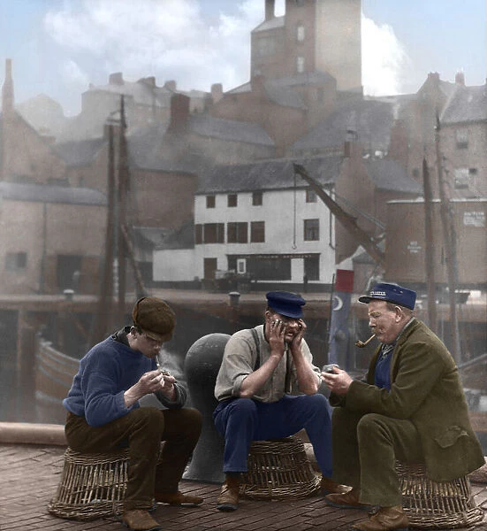 North Shields Fishermen playing cards, hand coloured