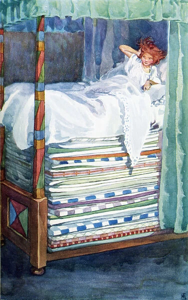 The Princess And The Pea. Colour Illustration By Helen Stratton From The Book Hans Andersens Fairy Tales Published C. 1930