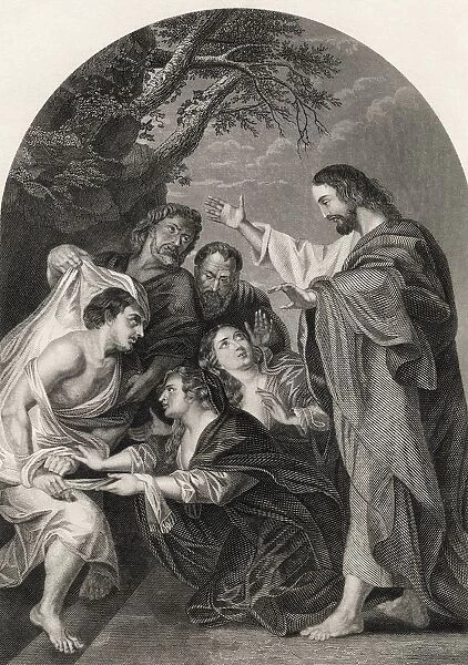 The Raising Of Lazarus Engraved Bys Allen From The National Illustrated Family Bible Published C1870